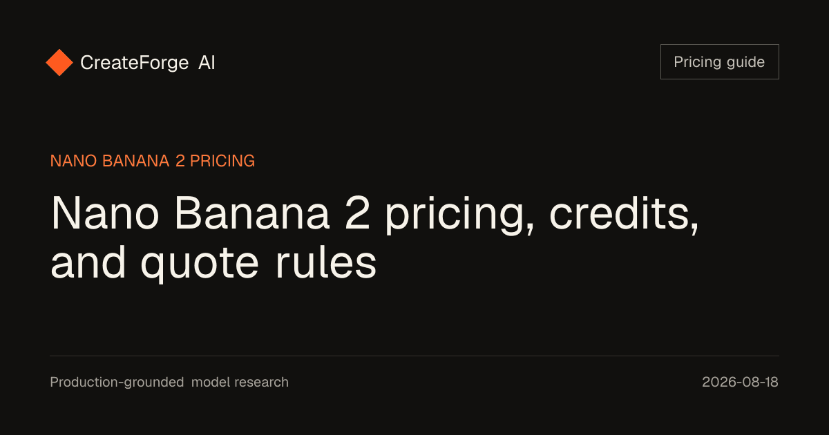 Nano Banana 2 pricing, credits, and quote rules editorial cover