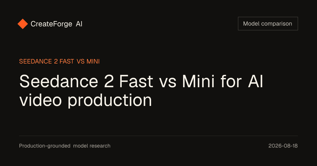 Seedance 2 Fast vs Mini for AI video production editorial cover