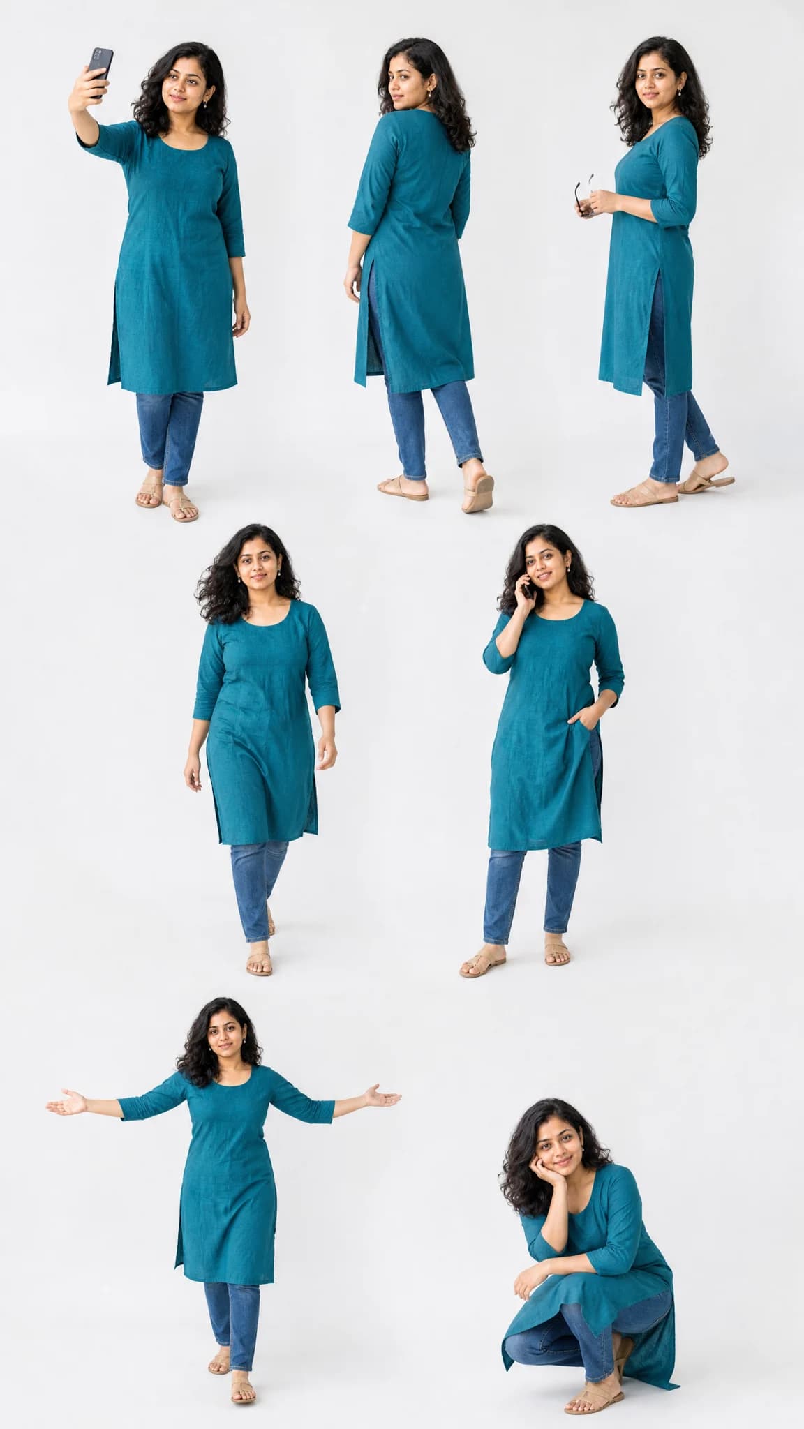 Klassisches Sieben-Posen-Lookbook